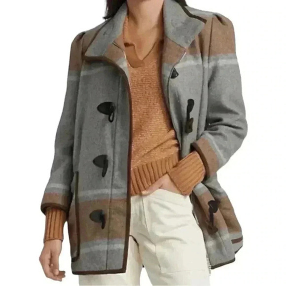 Veronica Beard - Flint Dickey Wool-Blend‎ Coat, Camel/Grey Multi Size XS - Picture 2 of 13